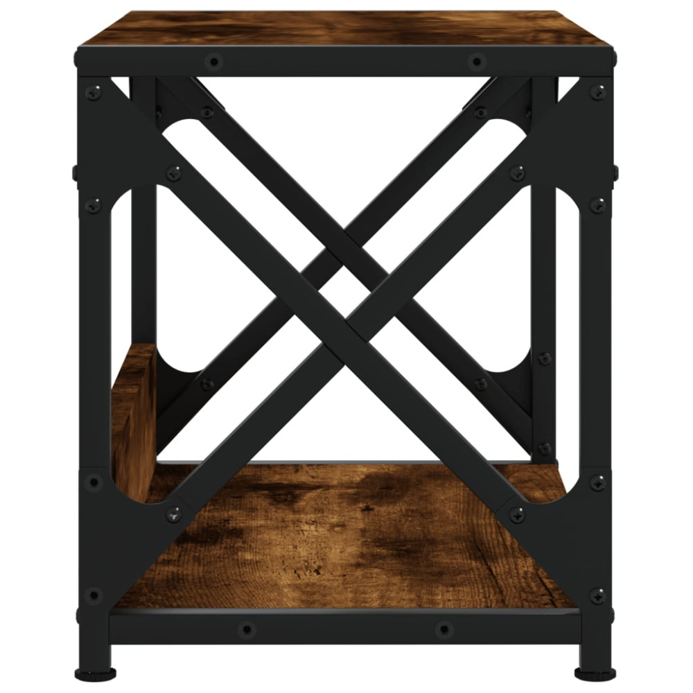 Produktbild för Skrivarställ 2 hyllor rökfärgad ek 44x26x31,5cm konstruerat trä