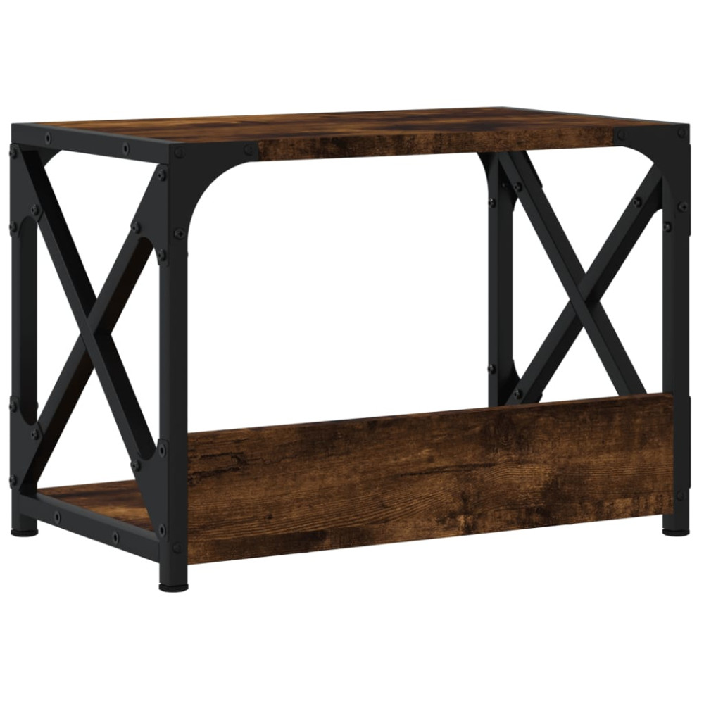 Produktbild för Skrivarställ 2 hyllor rökfärgad ek 44x26x31,5cm konstruerat trä