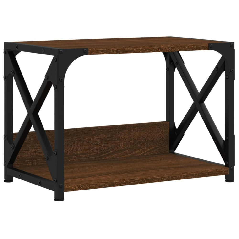 Produktbild för Skrivarställ 2 hyllor brun ek 44x26x31,5 cm konstruerat trä