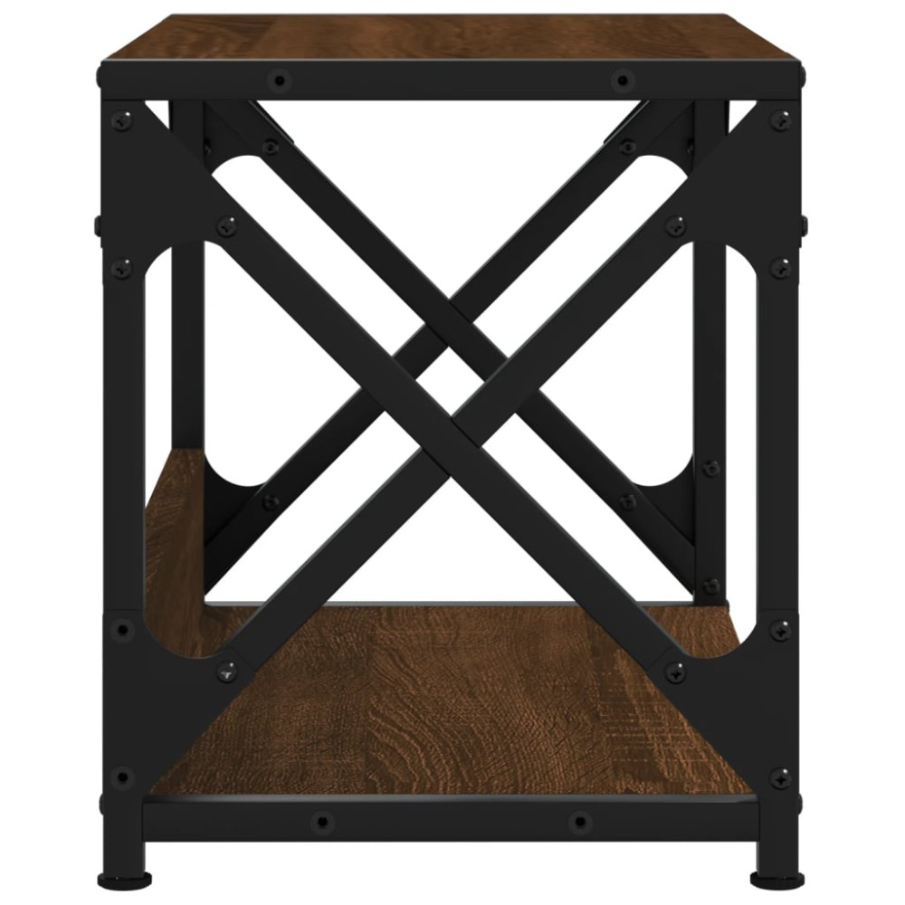 Produktbild för Skrivarställ 2 hyllor brun ek 44x26x31,5 cm konstruerat trä