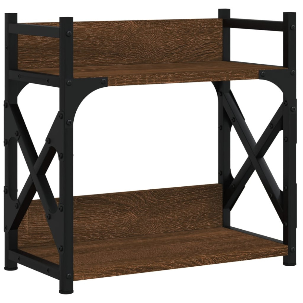 Produktbild för Skrivarställ 2 hyllor brun ek 40x20x40 cm konstruerat trä