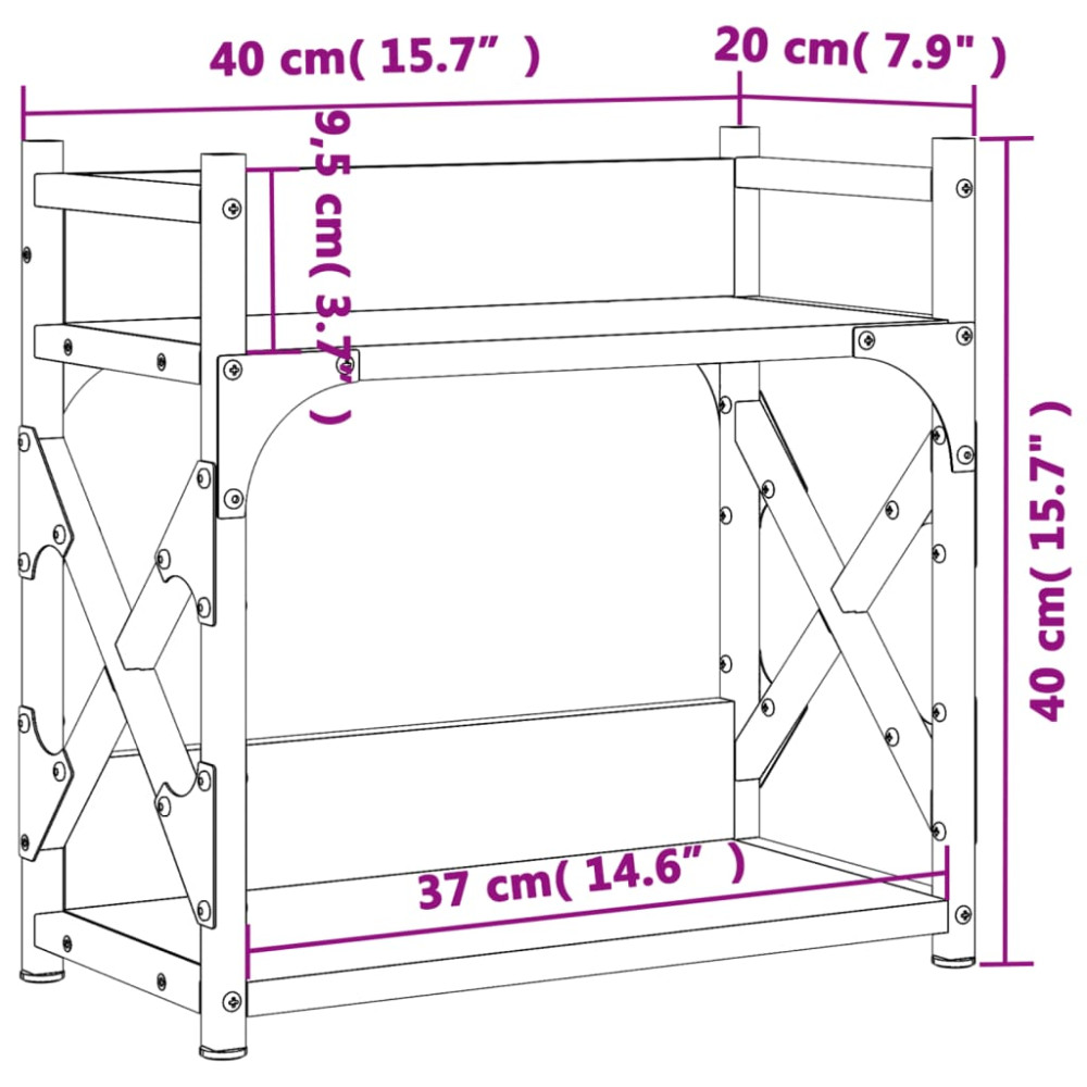 Produktbild för Skrivarställ 2 hyllor brun ek 40x20x40 cm konstruerat trä