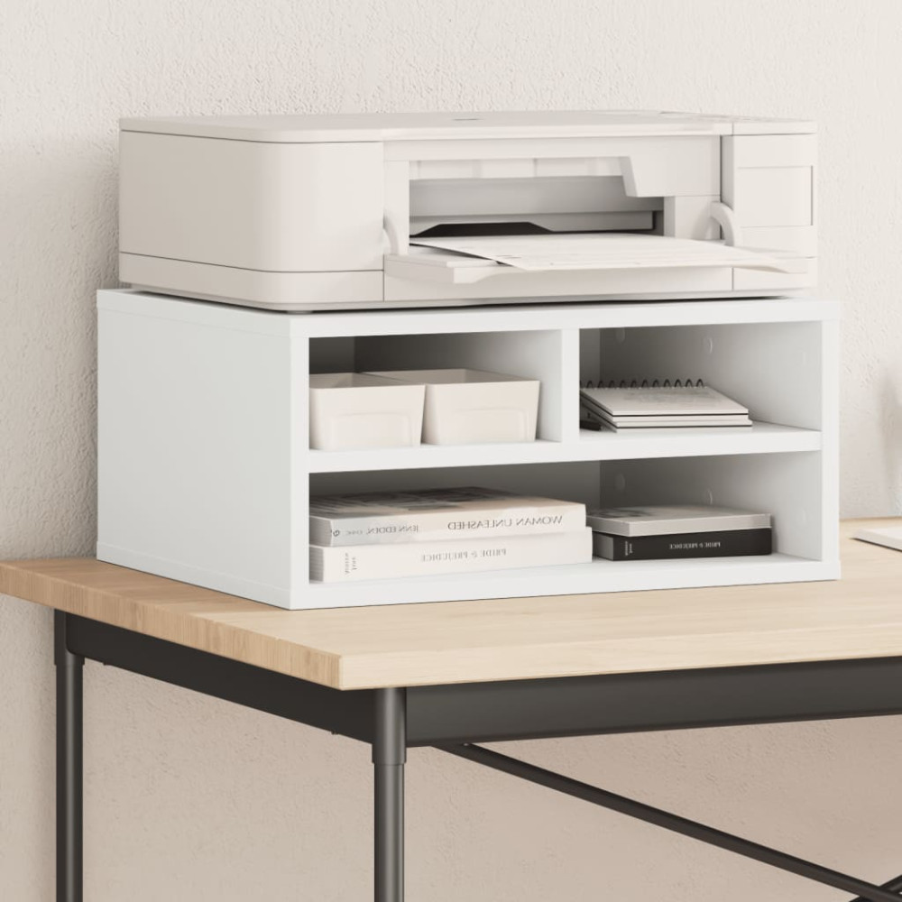 Produktbild för Skrivarställ vit 49x40x22,5 cm konstruerat trä