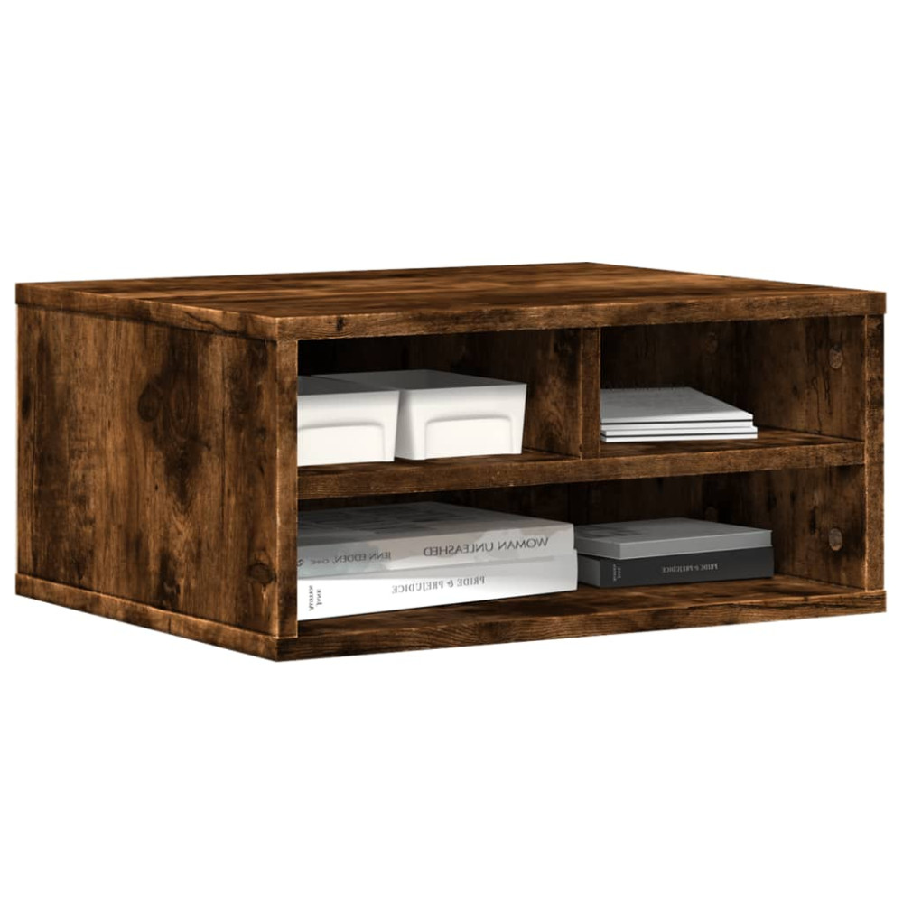 Produktbild för Skrivarställ rökfärgad ek 49x40x22,5 cm konstruerat trä