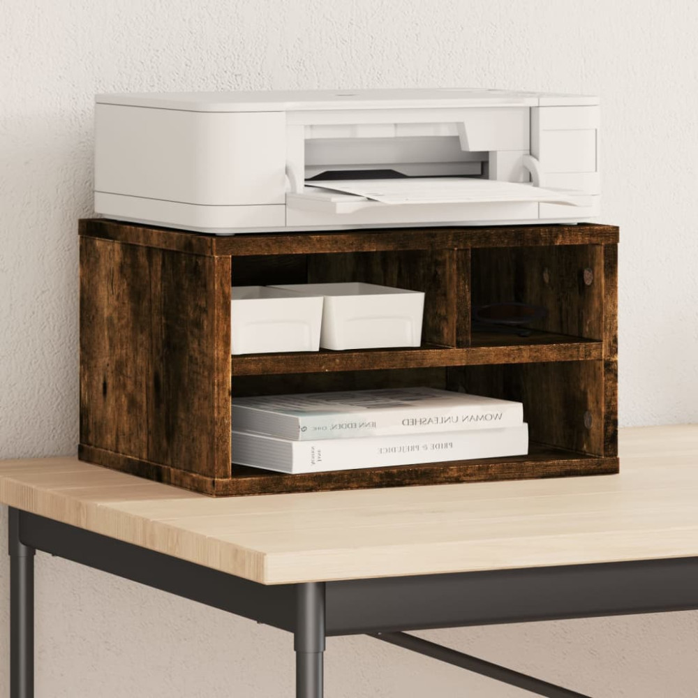 Produktbild för Skrivarställ rökfärgad ek 40x32x22,5 cm konstruerat trä