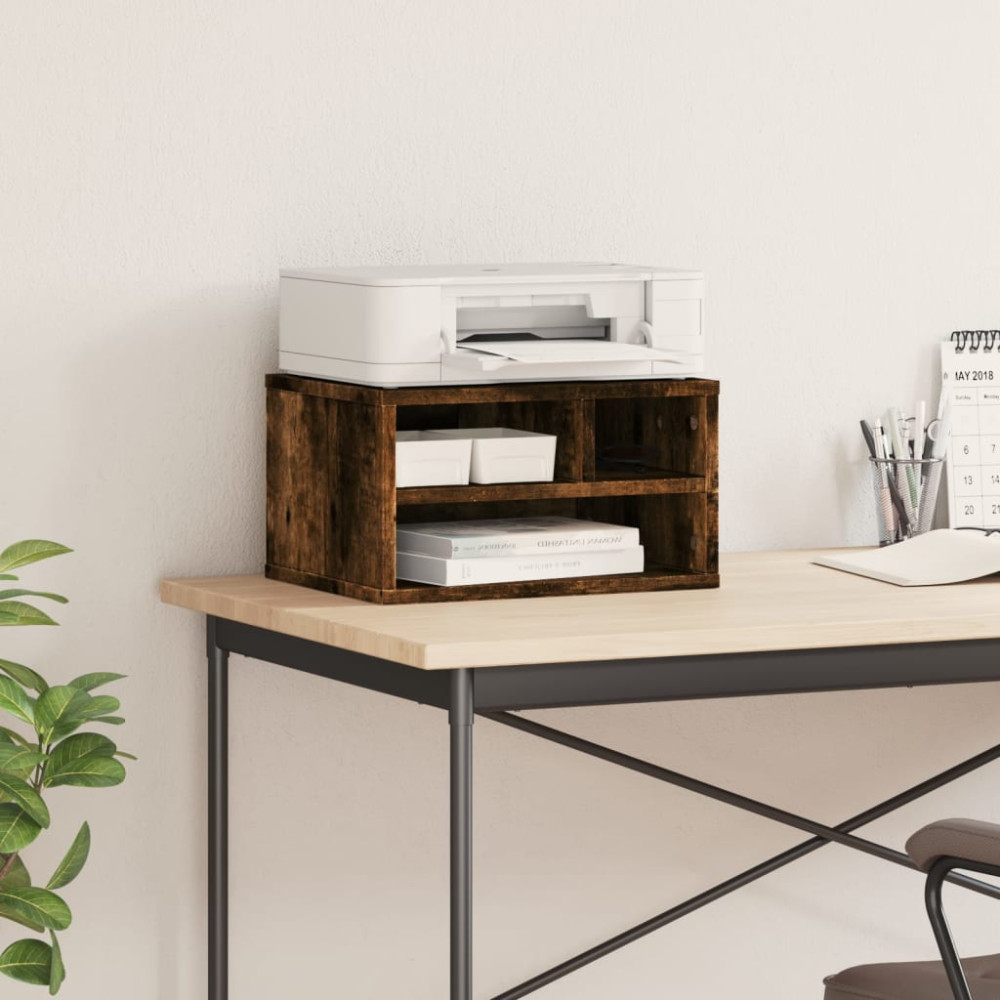 Produktbild för Skrivarställ rökfärgad ek 40x32x22,5 cm konstruerat trä