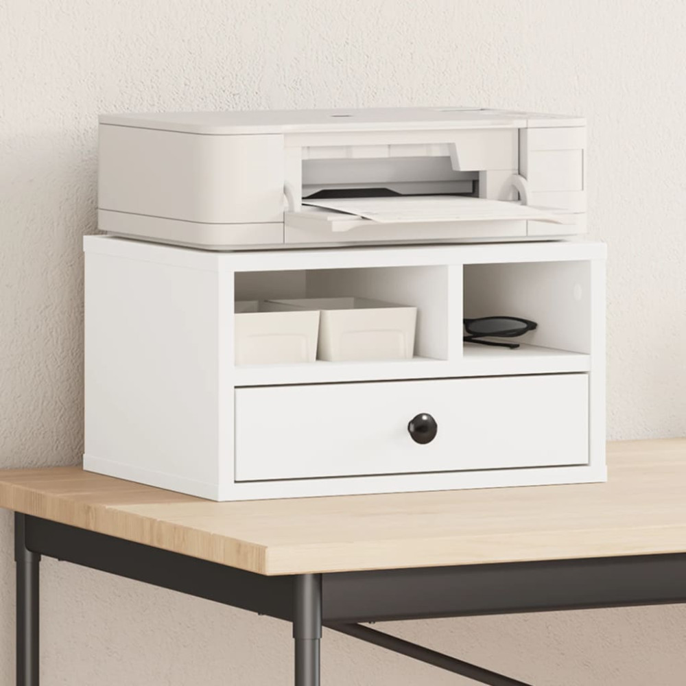Produktbild för Skrivarställ vit 40x32x22,5 cm konstruerat trä