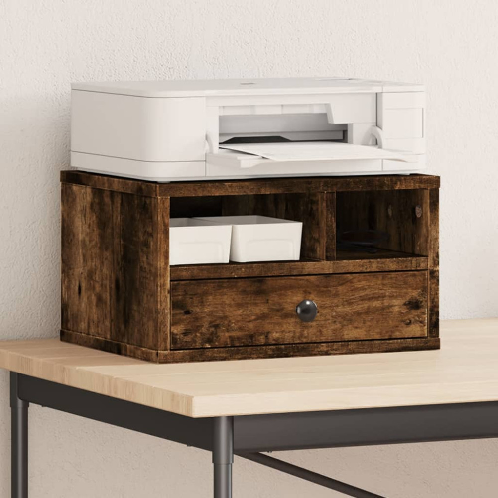 Produktbild för Skrivarställ rökfärgad ek 40x32x22,5 cm konstruerat trä