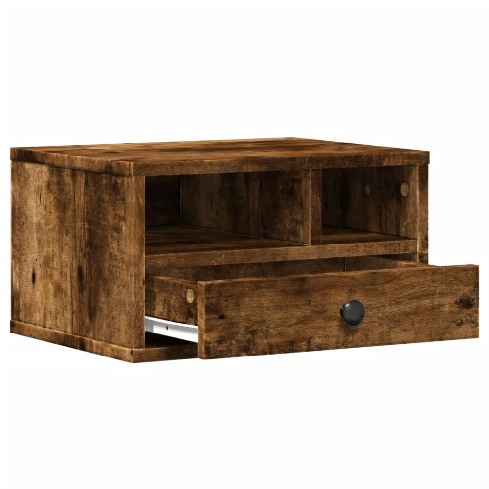 Produktbild för Skrivarställ rökfärgad ek 40x32x22,5 cm konstruerat trä