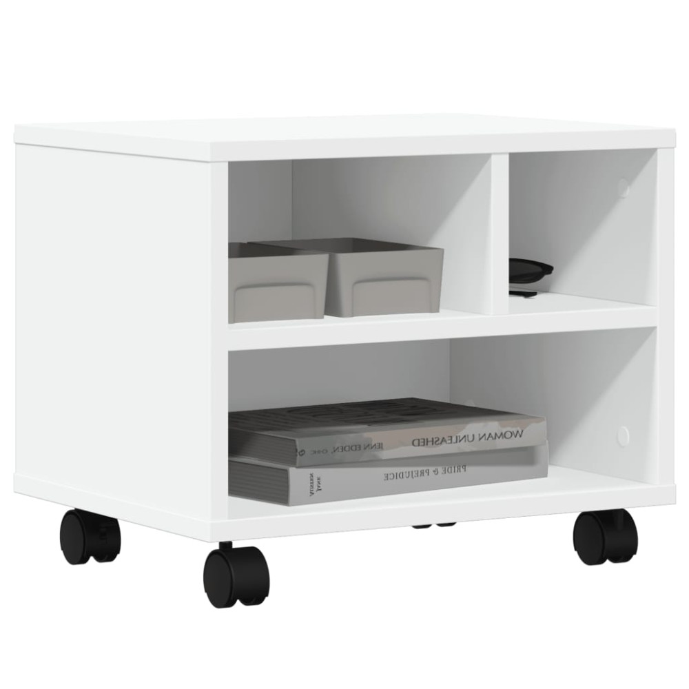 Produktbild för Skrivarställ med hjul vit 41x32x34,5 cm