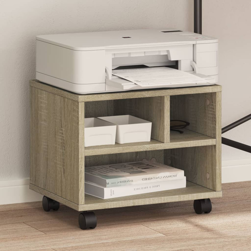 Produktbild för Skrivarställ med hjul sonoma-ek 41x32x34,5 cm