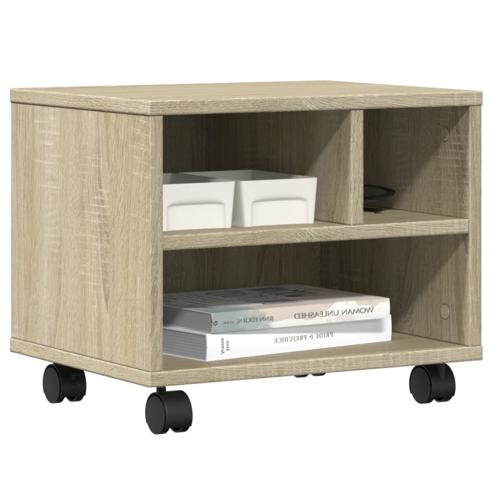 Produktbild för Skrivarställ med hjul sonoma-ek 41x32x34,5 cm