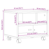 Produktbild för Skrivarställ med hjul sonoma-ek 41x32x34,5 cm