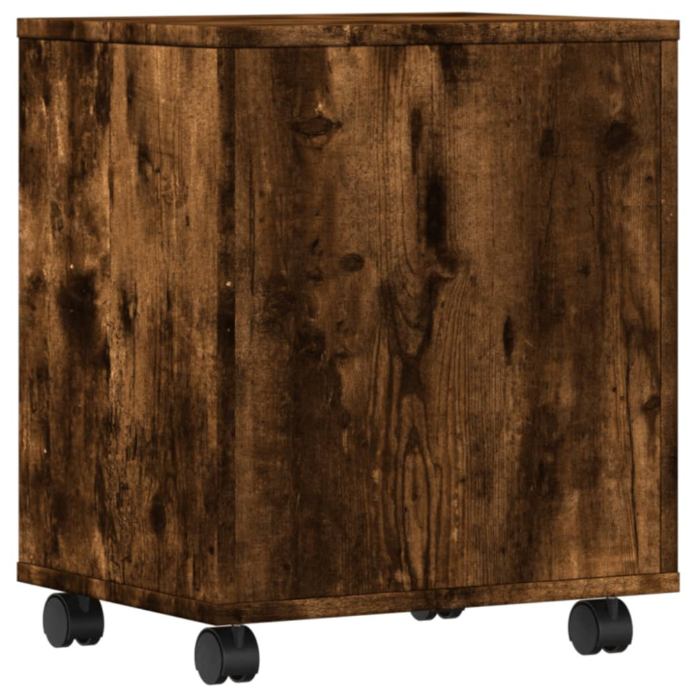 Produktbild för Skrivarställ med hjul rökfärgad ek 41x32x48 cm