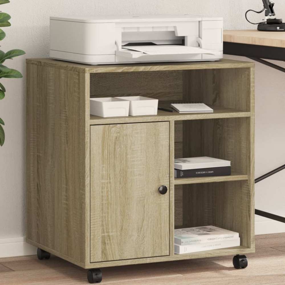 Produktbild för Skrivarställ med hjul sonoma-ek 60x50x67 cm