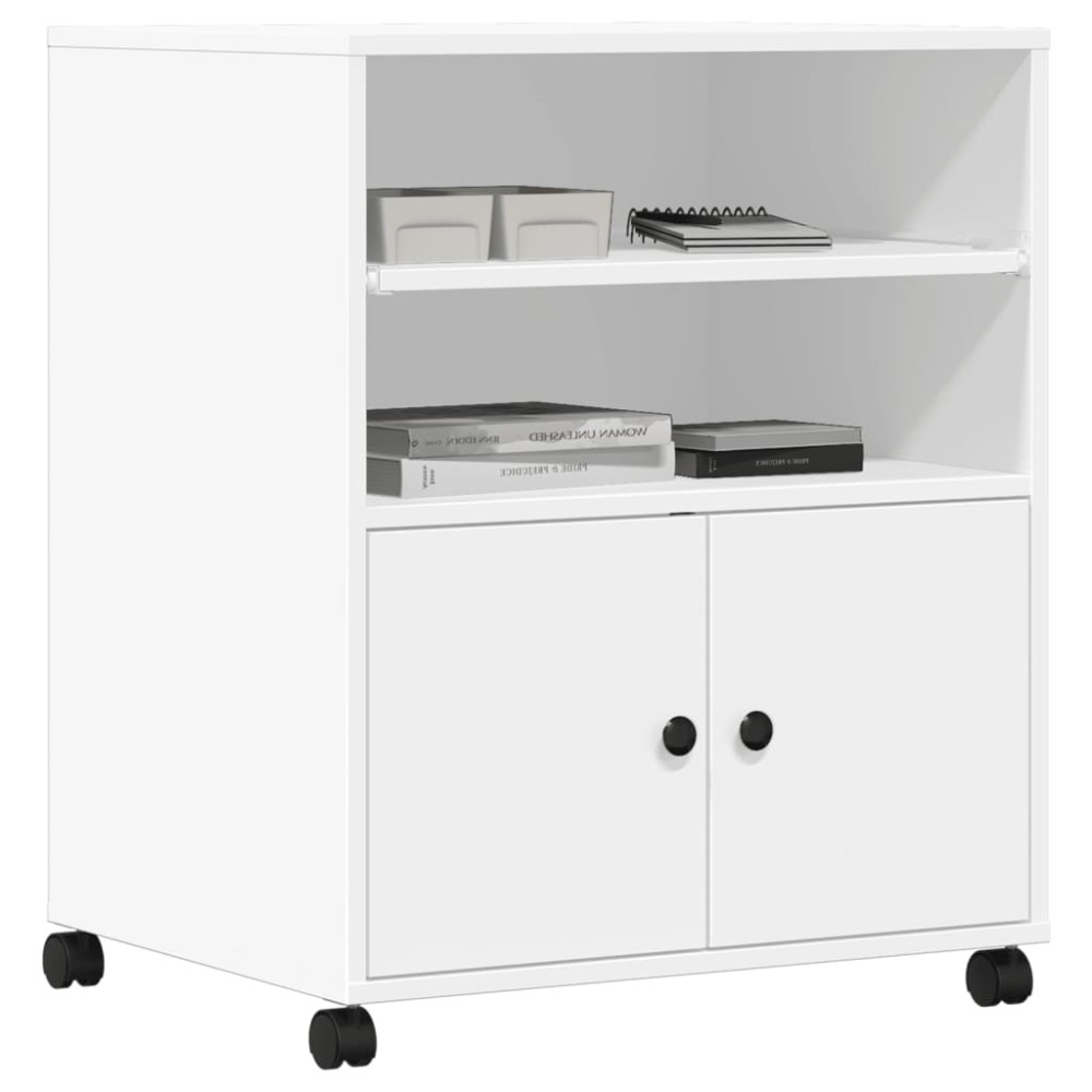 Produktbild för Skrivarställ med hjul vit 60x48x74 cm