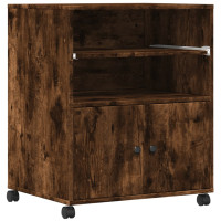Produktbild för Skrivarställ med hjul rökfärgad ek 60x48x74 cm