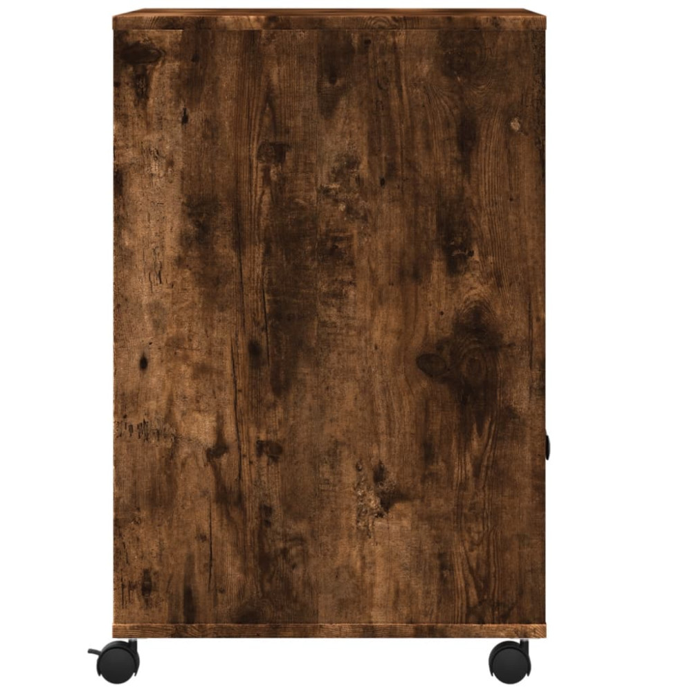 Produktbild för Skrivarställ med hjul rökfärgad ek 60x48x74 cm