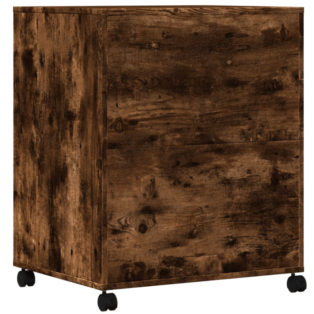 Produktbild för Skrivarställ med hjul rökfärgad ek 60x48x74 cm