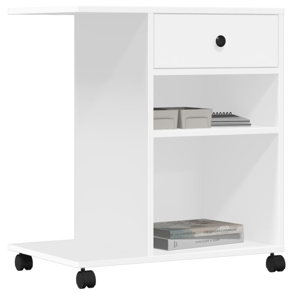 Produktbild för Skrivarställ med hjul vit 60x40x68,5 cm