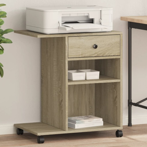 vidaXL Skrivarställ med hjul sonoma-ek 60x40x68,5 cm