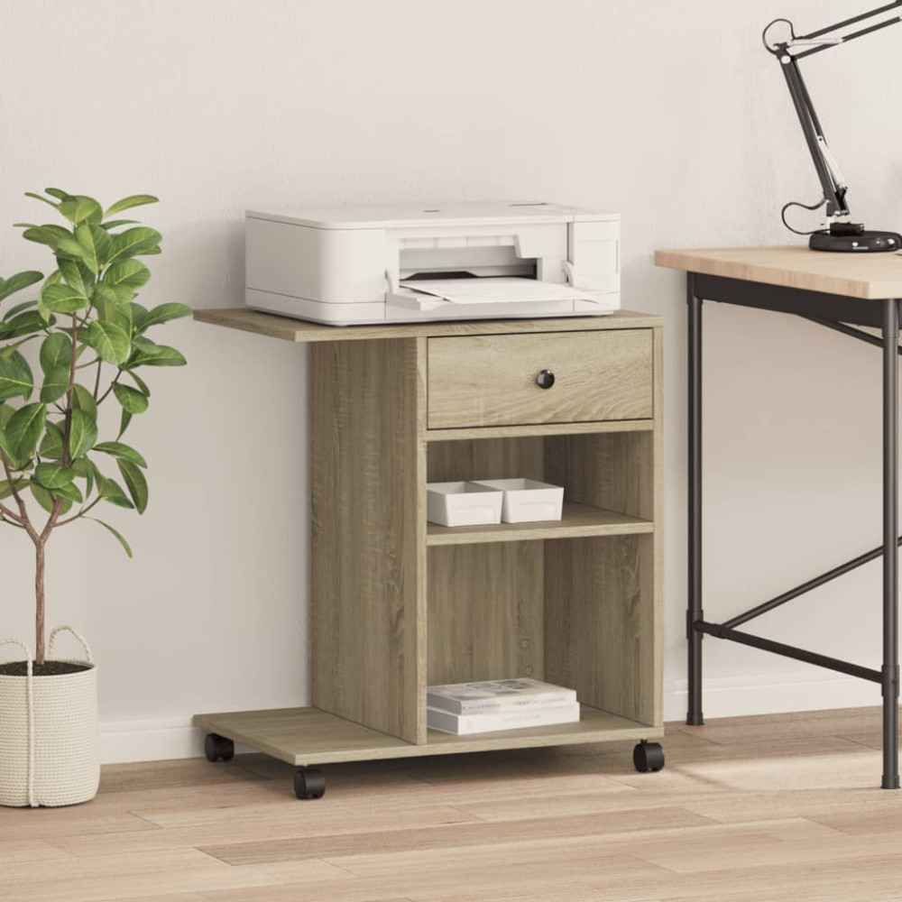 Produktbild för Skrivarställ med hjul sonoma-ek 60x40x68,5 cm