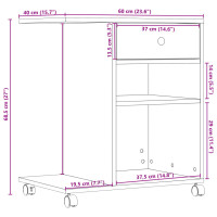 Produktbild för Skrivarställ med hjul sonoma-ek 60x40x68,5 cm