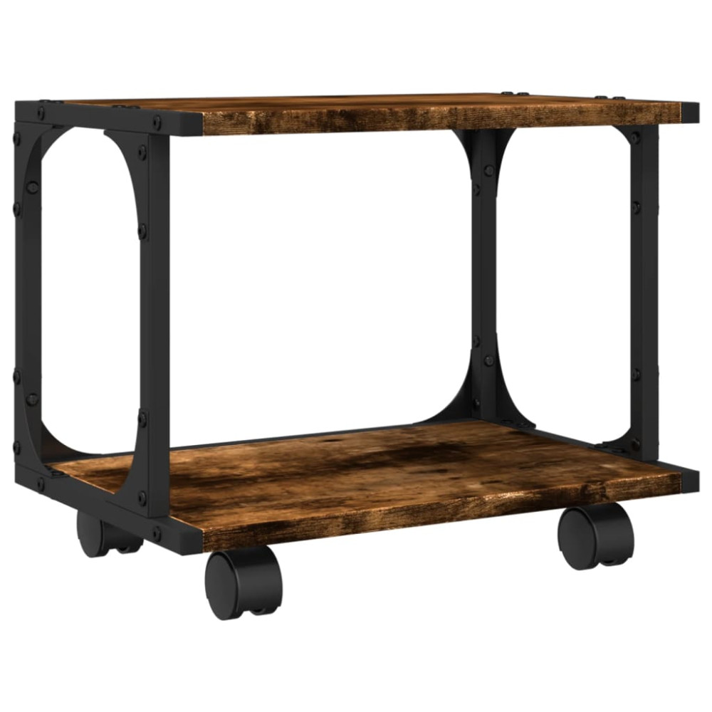 Produktbild för Skrivarställ 2 hyllor rökfärgad ek 41x28x33,5cm konstruerat trä