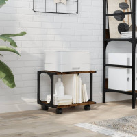 Produktbild för Skrivarställ 2 hyllor rökfärgad ek 41x28x33,5cm konstruerat trä