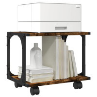 Produktbild för Skrivarställ 2 hyllor rökfärgad ek 41x28x33,5cm konstruerat trä