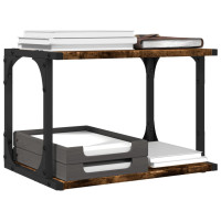 Produktbild för Skrivarställ 2 hyllor rökfärgad ek 41x28x33,5cm konstruerat trä