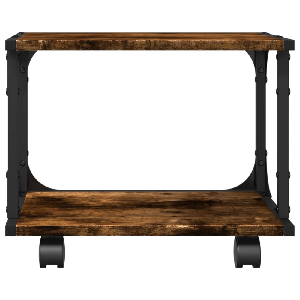Produktbild för Skrivarställ 2 hyllor rökfärgad ek 41x28x33,5cm konstruerat trä