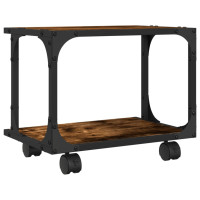 Produktbild för Skrivarställ 2 hyllor rökfärgad ek 41x28x33,5cm konstruerat trä