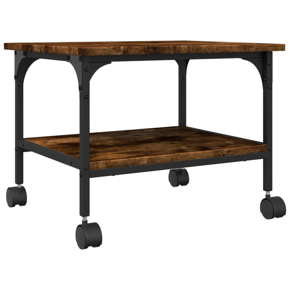 Produktbild för Skrivarställ 2 hyllor rökfärgad ek 50x40x38 cm konstruerat trä