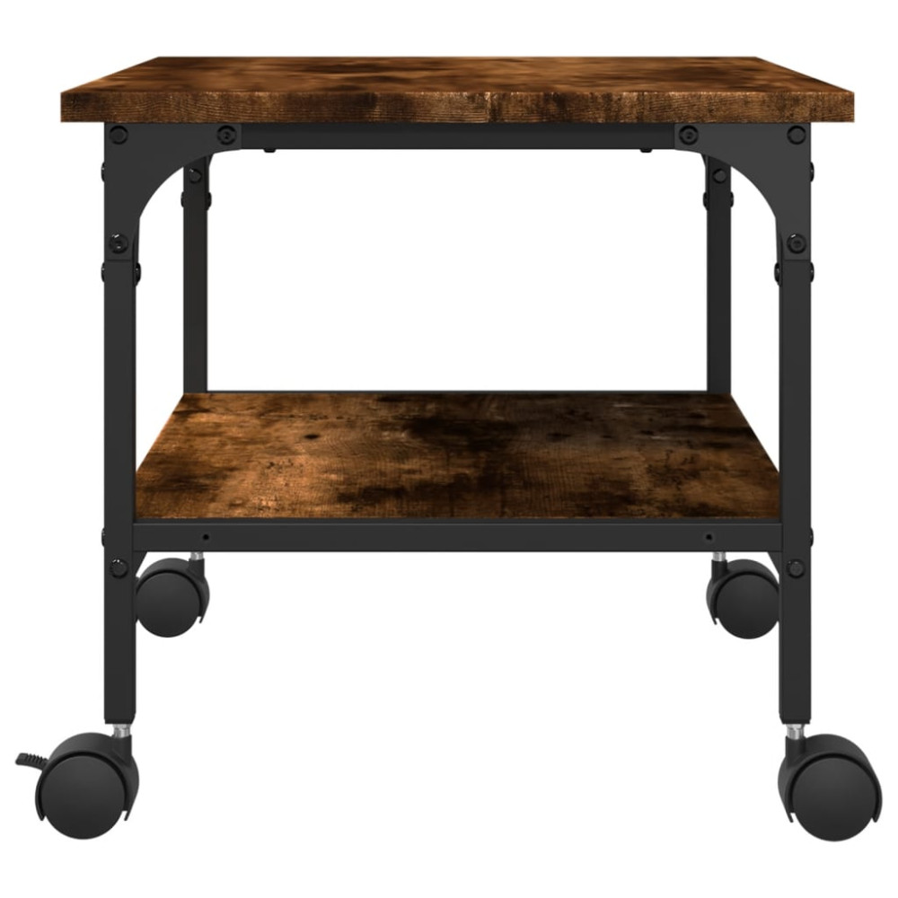 Produktbild för Skrivarställ 2 hyllor rökfärgad ek 50x40x38 cm konstruerat trä