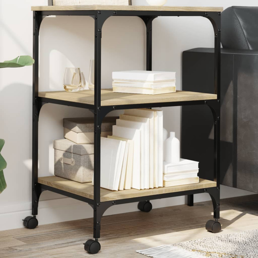 Produktbild för Skrivarställ 3 hyllor sonoma-ek 50x41x75 cm konstruerat trä