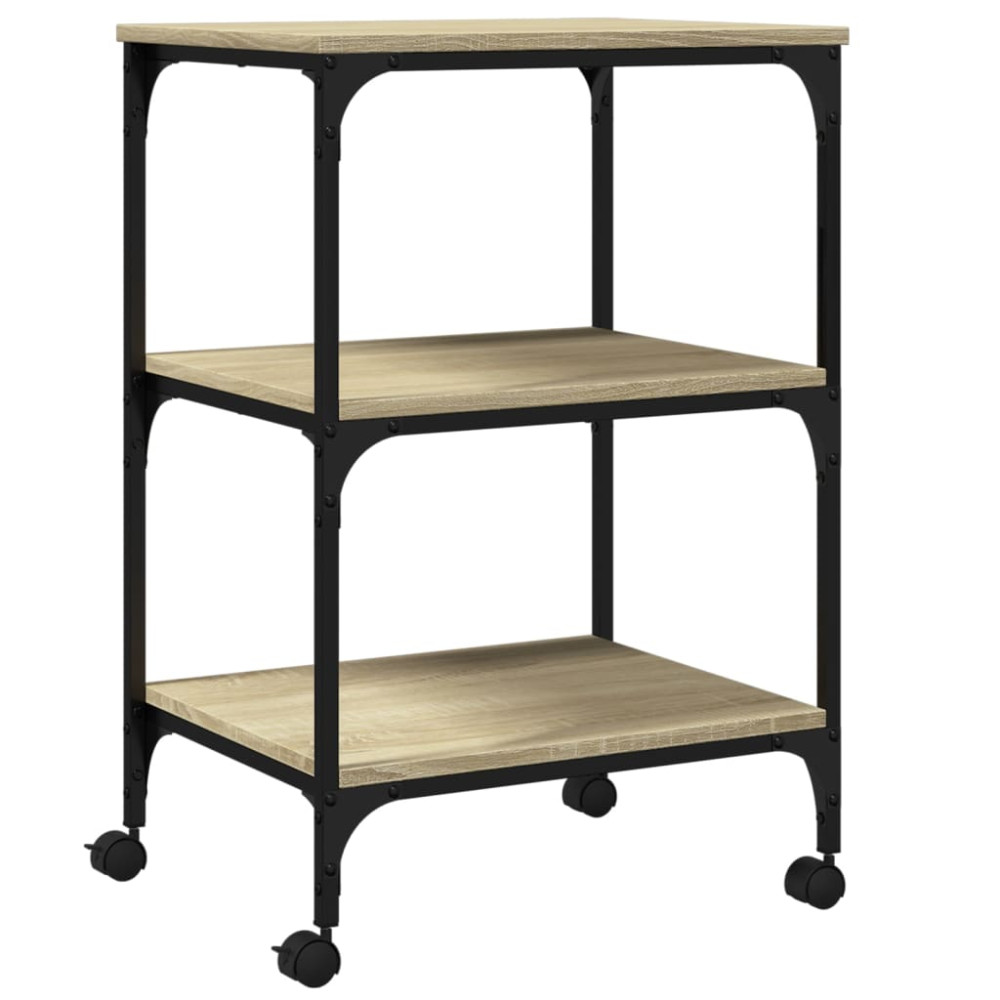 Produktbild för Skrivarställ 3 hyllor sonoma-ek 50x41x75 cm konstruerat trä