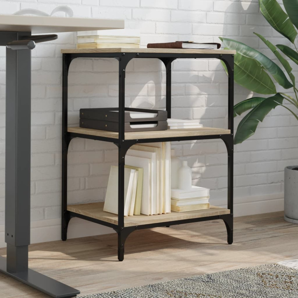 Produktbild för Skrivarställ 3 hyllor sonoma-ek 50x41x75 cm konstruerat trä