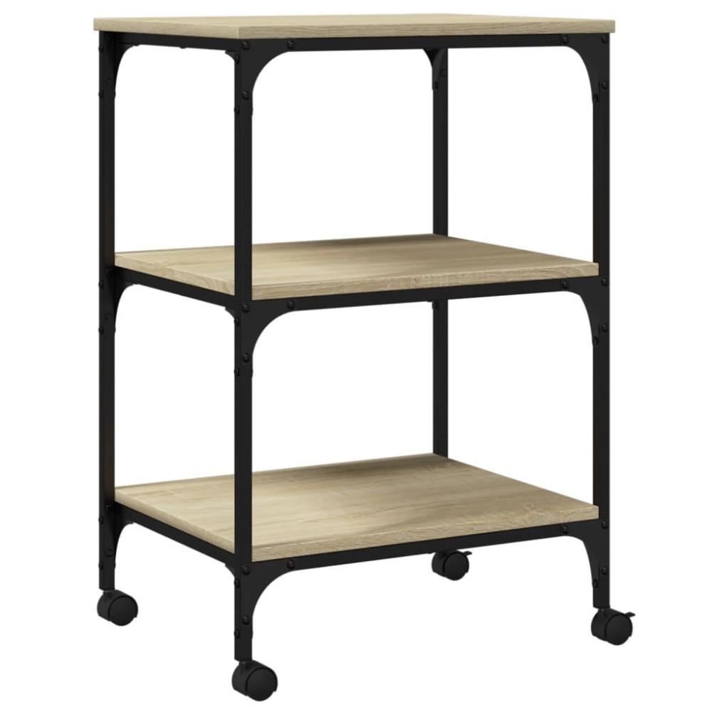 Produktbild för Skrivarställ 3 hyllor sonoma-ek 50x41x75 cm konstruerat trä