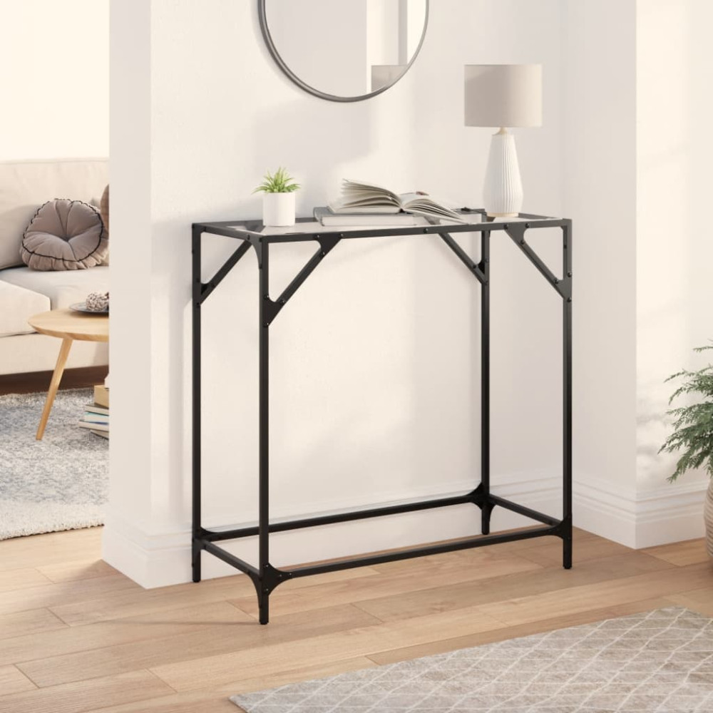 Produktbild för Konsolbord med transparent glasskiva 80x35x81 cm stål