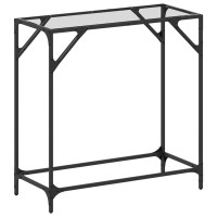 Produktbild för Konsolbord med transparent glasskiva 80x35x81 cm stål