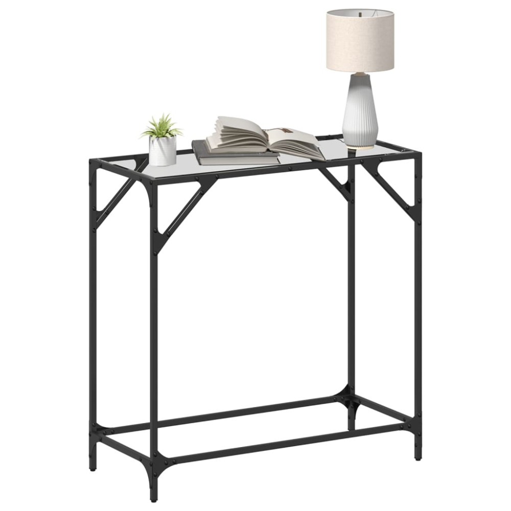 Produktbild för Konsolbord med transparent glasskiva 80x35x81 cm stål
