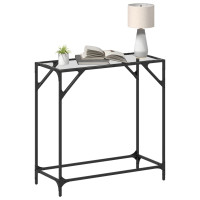 Produktbild för Konsolbord med transparent glasskiva 80x35x81 cm stål