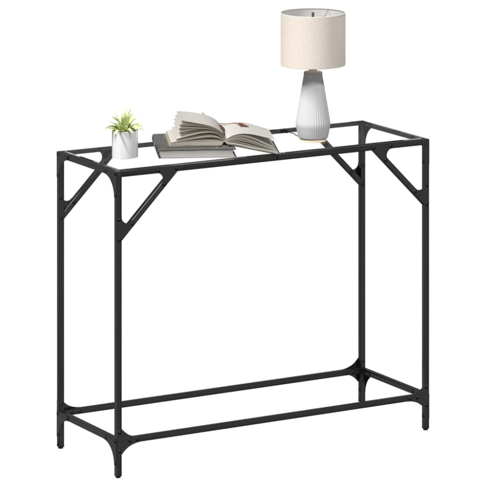 Produktbild för Konsolbord med transparent glasskiva 98x35x81 cm stål