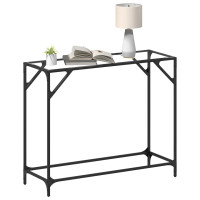 Produktbild för Konsolbord med transparent glasskiva 98x35x81 cm stål