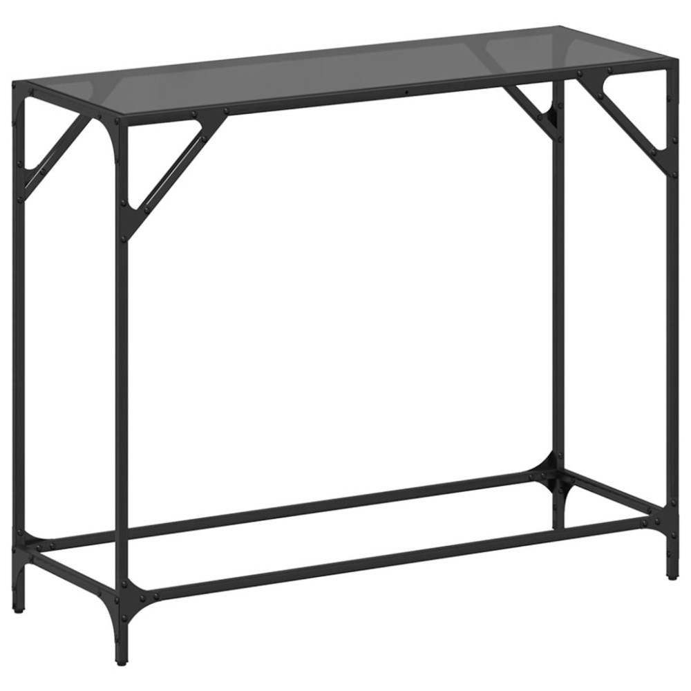 Produktbild för Konsolbord med svart glasskiva 98x35x81 cm stål