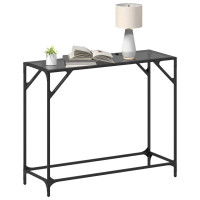 Produktbild för Konsolbord med svart glasskiva 98x35x81 cm stål