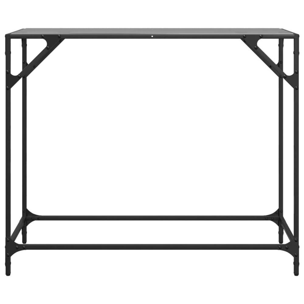 Produktbild för Konsolbord med svart glasskiva 98x35x81 cm stål