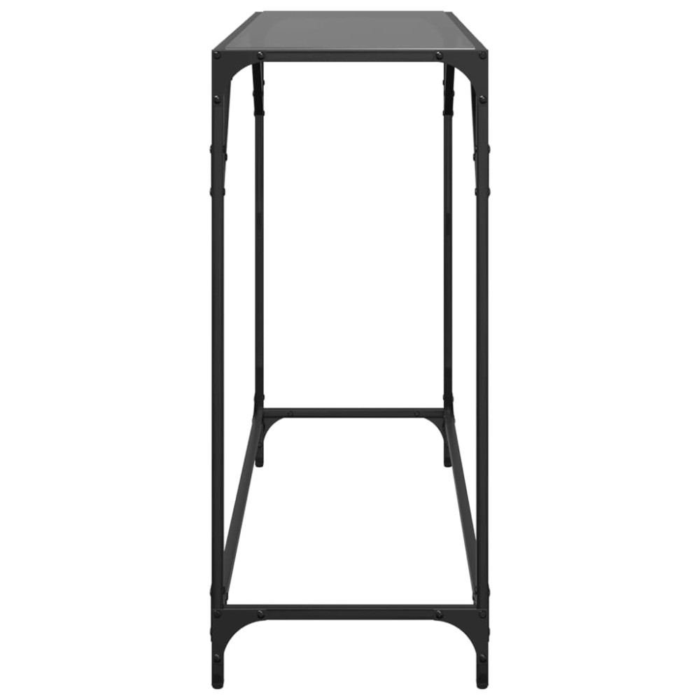 Produktbild för Konsolbord med svart glasskiva 98x35x81 cm stål