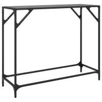 Produktbild för Konsolbord med svart glasskiva 98x35x81 cm stål
